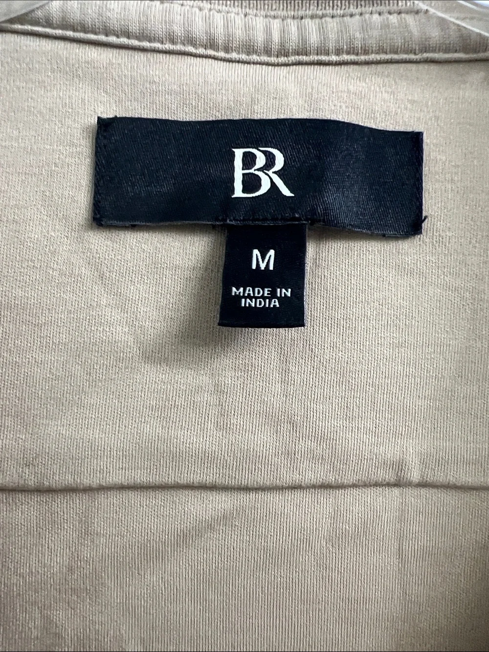 Banana Republic Two-Tone Beige and Cream Camp Collar Button-Up Shirt
